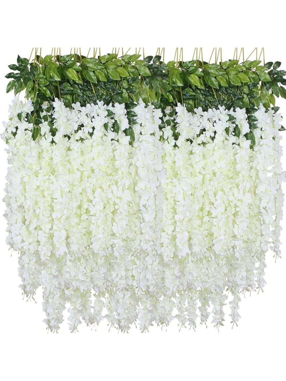 White Artificial Wisteria Garland - Silk Hanging Flowers for Home, Wedding
